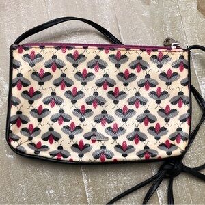 Relic Cream and Black Crossbody Purse with Pink Bug Accents